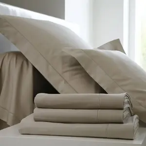 Blanc des Vosges Uni 57 Fils Taie de Traversin - Coton - Ficelle - 90x190 cm pas cher