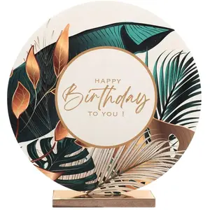 Comparateur de prix : SANTEX 1 Centre de table bois anniversaire Jungle tropicale: Happy Birthday 20.5cm REF/8530