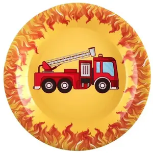 RueDeLaFete Paquet de 10 Assiettes Pompier 22,5cm pas cher