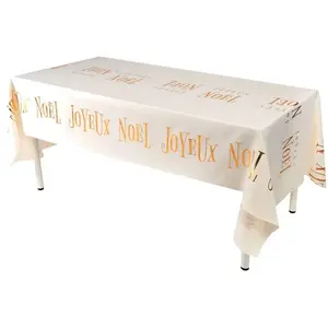 RueDeLaFete Nappe Joyeux Noël Feuilles d'hiver, 2,m Or/ivoire pas cher