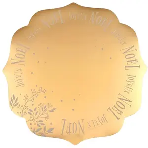 Comparateur de prix : Lot de 6 Sets de table Joyeux Noël Feuilles d'hiver 34cm, or/ivoire