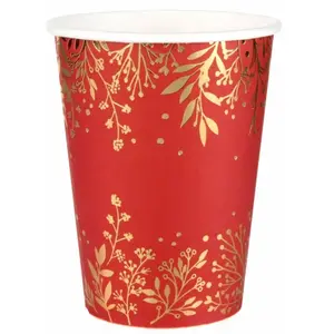 Comparateur de prix : Lot de 10 Gobelets Noël Feuilles d'hiver 25cl, Rouge