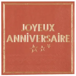 SANTEX 10 SERVIETTES ANNIVERSAIRE STAR 33CM TERRACOTTA pas cher