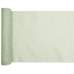 RueDeLaFete Chemin de table Voile à pois dorés 3m, Sauge pas cher