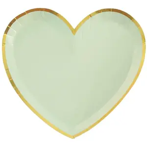 Comparateur de prix : SANTEX Lots de 10 Assiettes coeurs en carton 22.5cm "vert olive/sauge et doré or métallique"