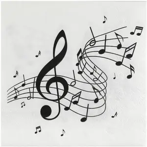 Comparateur de prix : Sachet de 20 Serviettes Musique CLÉ DE SOL Blanches 33x33cm