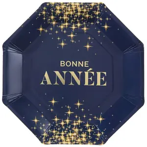 Comparateur de prix : 10 ASSIETTES CARTON BONNE ANNÉE 23CM MARINE