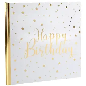 RueDeLaFete Livre d'Or HAPPY BIRTHDAY, Blanc/Or pas cher