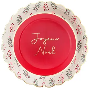 SANTEX 8702-99, Paquet de 10 Assiettes Houx de Noël 23cm pas cher