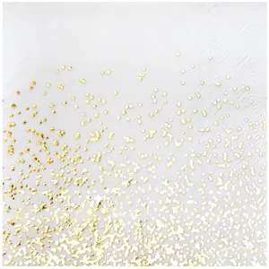 RueDeLaFete 10 SERVIETTES DE TABLE JETABLE PAPIER CONFETTIS OR 33CM BLANC pas cher