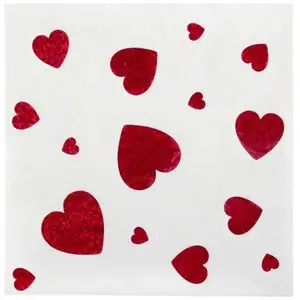 Comparateur de prix : 10 SERVIETTES PAPIER MOTIF CUR ROUGE 33CM BLANC