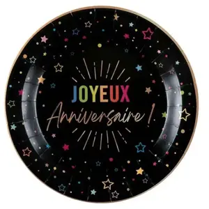 Comparateur de prix : RueDeLaFete Paquet de 6 Petites Assiettes Anniversaire Festicolor, mul...