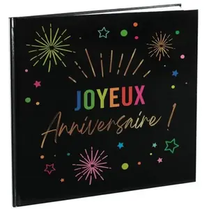 RueDeLaFete LIVRE D'OR CARTON ANNIVERSAIRE MULTI 20P 24CM NOIR pas cher