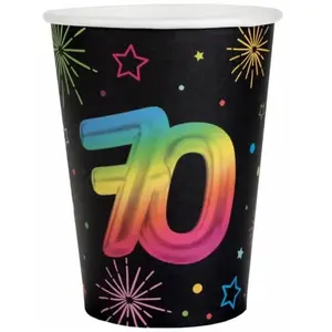 Lot de 6 Gobelets Anniversaire Festicolor, 70 ans