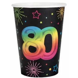 Lot de 6 Gobelets Anniversaire Festicolor, 80 ansVendu parruedelafete