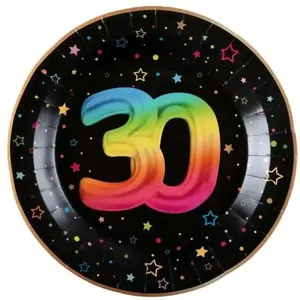 Comparateur de prix : Paquet de 6 Assiettes Anniversaire Festicolor, 30 ans