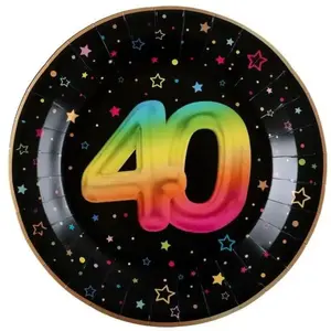 Comparateur de prix : Paquet de 6 Assiettes Anniversaire Festicolor, 40 ans