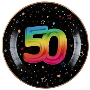 Comparateur de prix : Paquet de 6 Assiettes Anniversaire Festicolor, 50 ans