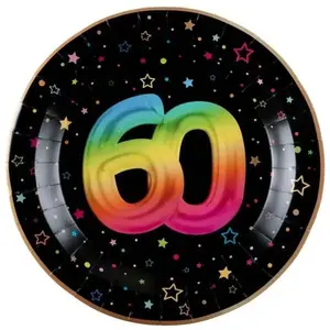 Comparateur de prix : Paquet de 6 Assiettes Anniversaire Festicolor, 60 ans