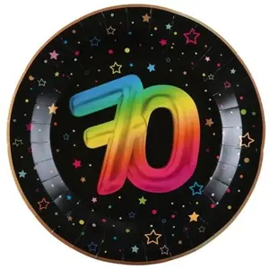 Comparateur de prix : Paquet de 6 Assiettes Anniversaire Festicolor, 70 ans