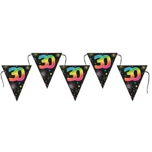 RueDeLaFete Banderole Anniversaire Festicolor 3m avec fanions, 30 ans pas cher