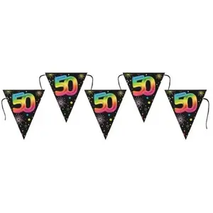 Comparateur de prix : Banderole Anniversaire Festicolor 3m avec fanions, 50 ans