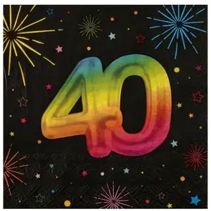 Comparateur de prix : Santex Sachet 12 Serviettes Anniversaire Festicolor papier 33x33cm, 40 ans