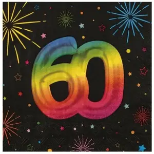 Comparateur de prix : Sachet 12 Serviettes Anniversaire Festicolor papier 33x33cm, 60 ans