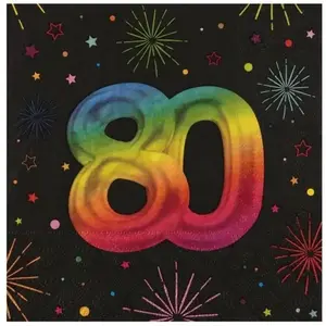 Comparateur de prix : Sachet 12 Serviettes Anniversaire Festicolor papier 33x33cm, 80 ans
