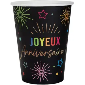 Comparateur de prix : RueDeLaFete Gobelet Anniversaire Festicolor - Noir