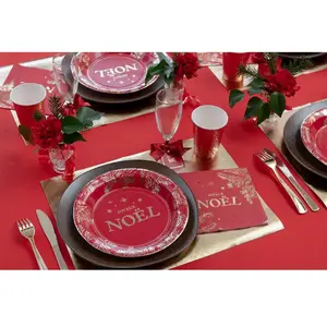 RueDeLaFete 10 ASSIETTES CARTON FEUILLAGE NOËL 22.5CM VERT pas cher