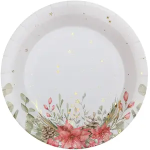 RueDeLaFete Assiette Bouquet d'hiver x10 pas cher