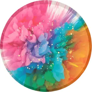 Assiette Holi Fête des couleurs   Lot de 6 pas cher