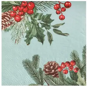 Sachet 20 Petite serviettes - Noël boisé - Céladon