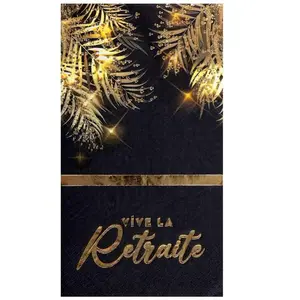 RueDeLaFete Sachet de 12 Serviettes - Retraite dorée Noir pas cher