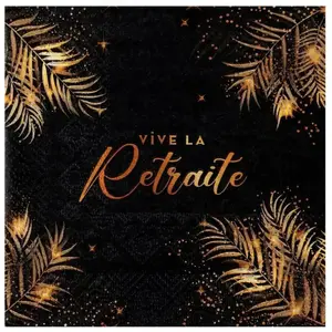 RueDeLaFete Sachet de 12 Petite Serviettes - Retraite dorée Noir pas cher