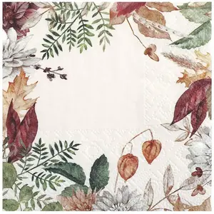 RueDeLaFete Sachet de 20 Petites serviettes - Automne floral pas cher