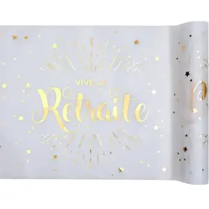 SANTEX Chemin de table Vive la retraite métallisé 30cm x 5m pas cher