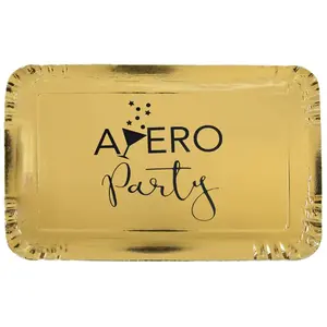 Comparateur de prix : SANTEX 5610-3-20, Sachet 5 Plateaux rectangulaires Apéro métallisés or