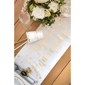 Comparateur de prix : Santex Chemin de Table 'Joyeux Anniversaire' - Blanc - Or