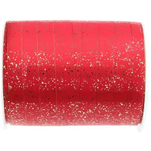 RueDeLaFete Bolduc métallisé rouge avec paillettes 25 m pas cher