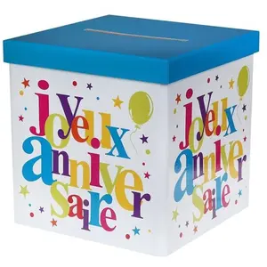 Tirelire Joyeux Anniversaire festif SANTEX - Blanche - 20 x 20 x 20 cm