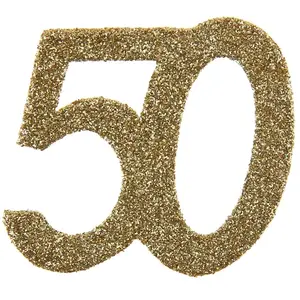 RueDeLaFete Sachet de 6 Grands confettis anniversaire, OR pailleté 50 ans pas cher