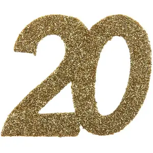 RueDeLaFete Sachet de 6 Grands Confettis anniversaire, OR pailleté 20 ans pas cher