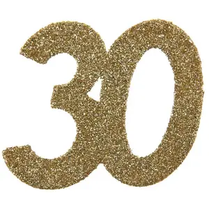 RueDeLaFete Sachet de 6 Grands confettis anniversaire, OR pailleté 30 ans pas cher