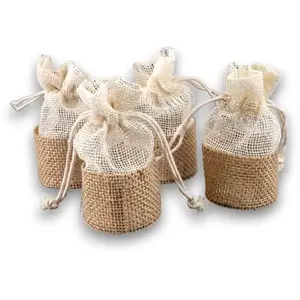 RueDeLaFete Sachet de 4 ballotins AUMONIERES jute avec lacet, naturel RDF-5291 pas cher