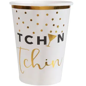 Lot de 10 Gobelets Apéro, Blanc/OrVendu parruedelafete
