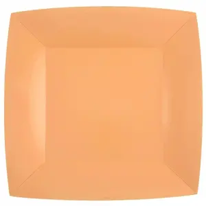 RueDeLaFete Lot de 10 Assiettes Carrées carton compostables 23x23cm, Corail pas cher