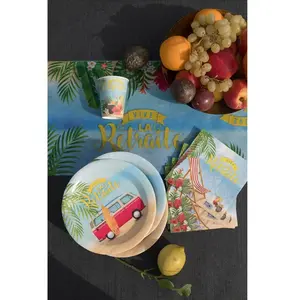 Comparateur de prix : 10 ASSIETTES CARTON ROND RETRAITE PLAGE Ø22.5CM