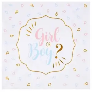 Comparateur de prix : SANTEX Serviette blanche Baby Shower Girl or Boy en rose, bleue et dorée métallisée (x20) REF/7655